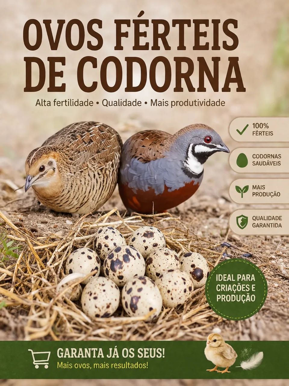 Ovos férteis Codornas Chinesas