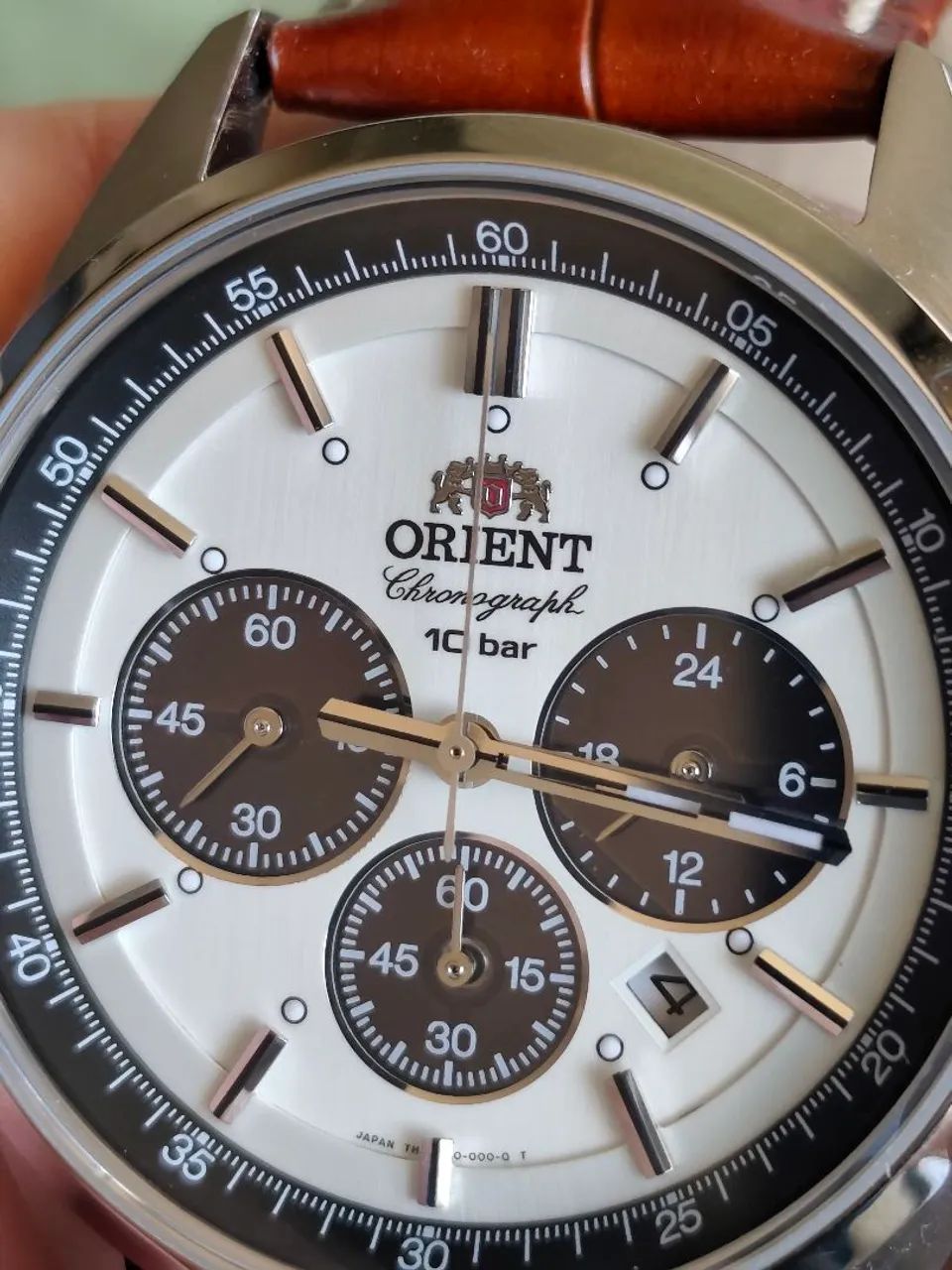 Orient Neo 70's Solar Panda Chrono Couro Novíssimo 
