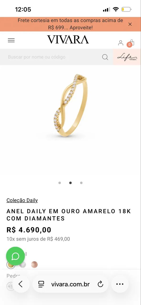 Anel de ouro 18K com diamantes - Foto 5