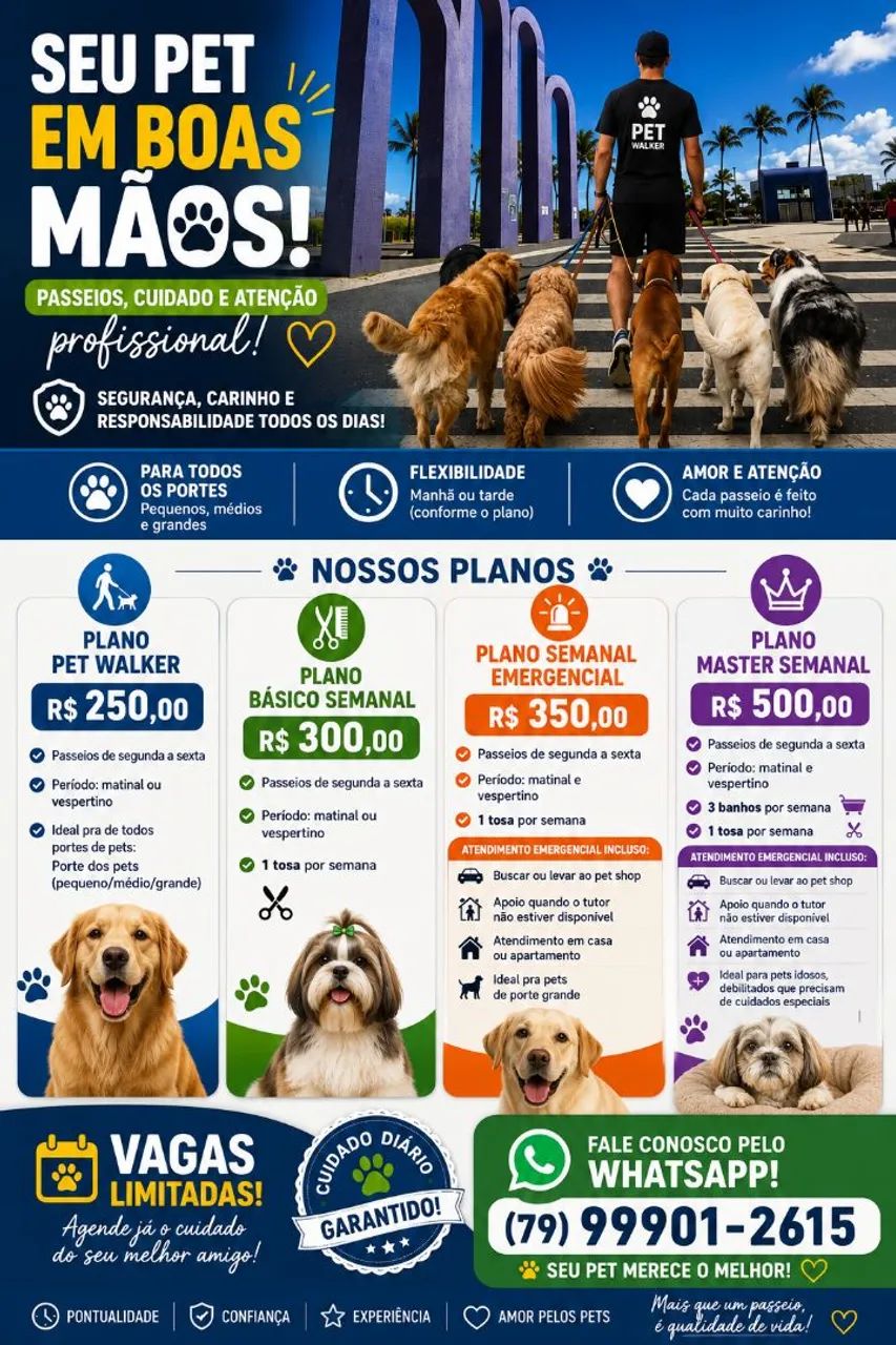 PASSEIOS E CUIDADOS PARA SEU PET