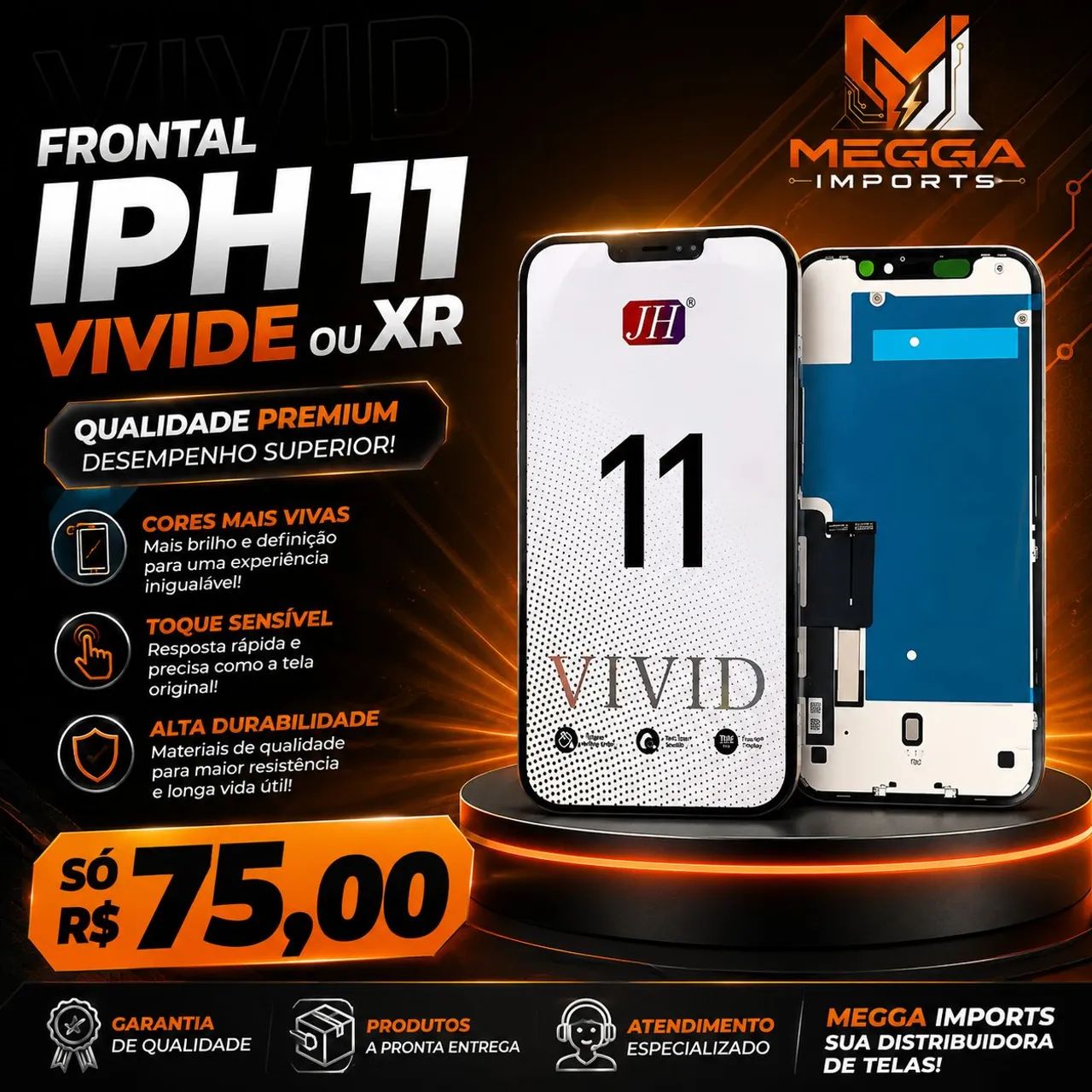 FRONTAL para iPhone 11 ou XR VIVIDE 