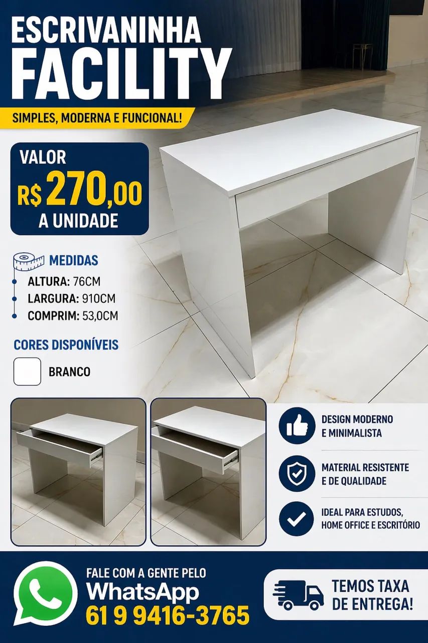 ESCRIVANINHA 91 CM DE LARGURA NOVA R$ 270,00