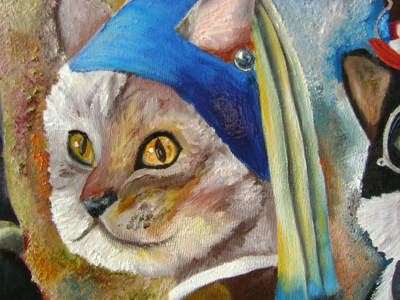 Pintura em tela de gatos - Feito a mão - Foto 4