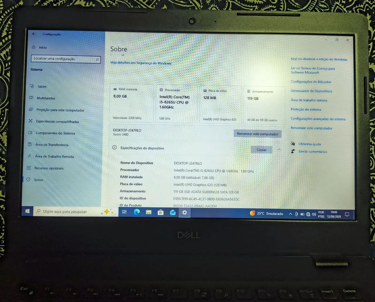 Notebook Dell Vostro 3480 I5 8°SSD 120GB  - Foto 4