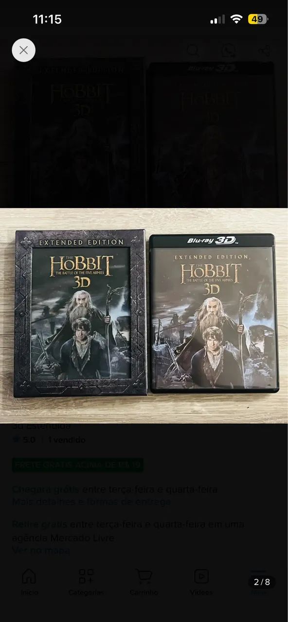 Blu-ray O Hobbit A Batalha Dos Cinco Exércitos 3d Estendida - Foto 3