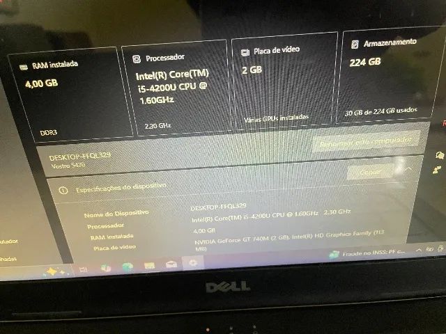 Vendo Notebook Dell i5 com SSD e Placa de Vídeo Nvidia GeForce  - Foto 4