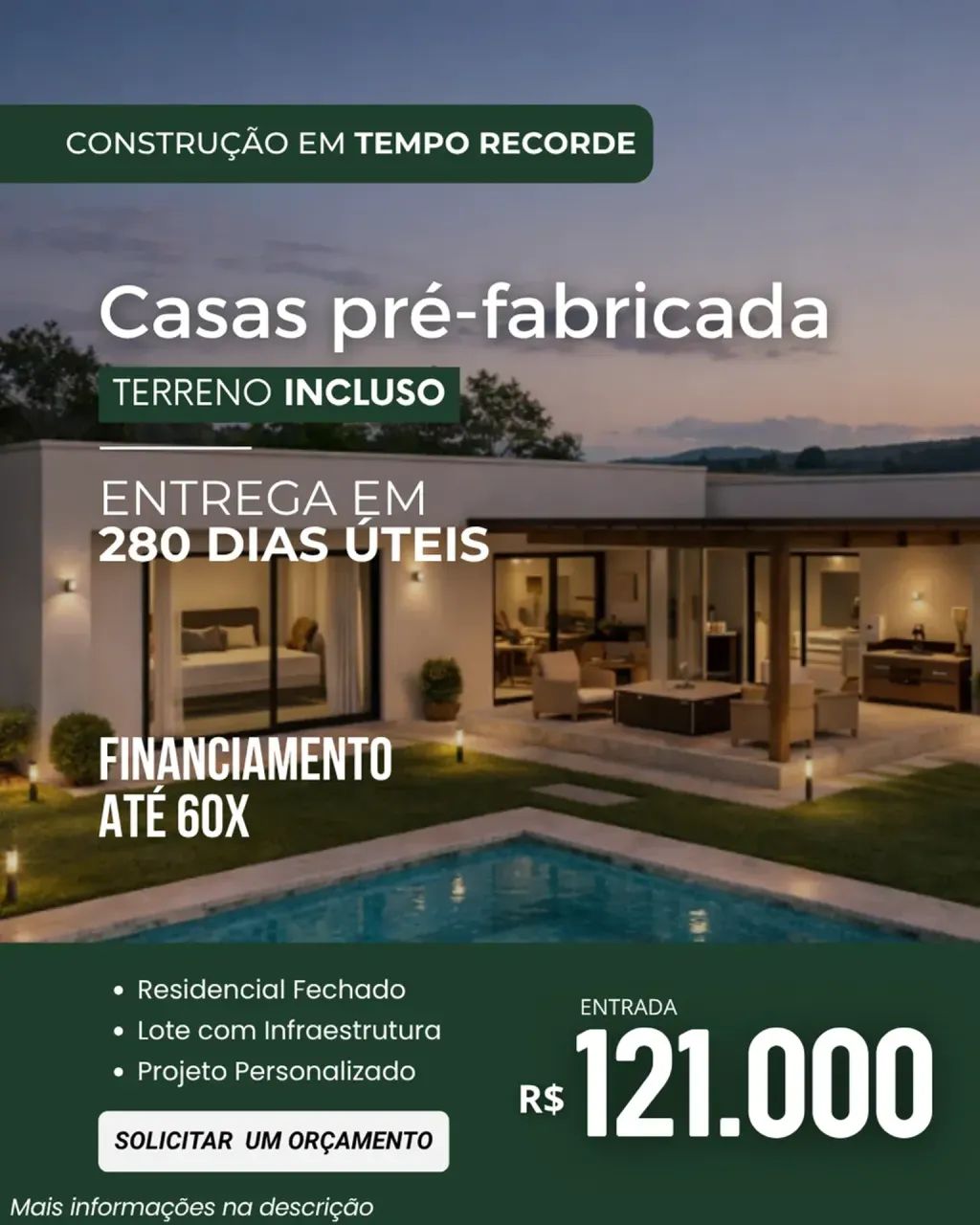 TERRENO, PROJETO E CONSTRUÇÃO PENSADOS PARA SUA CHÁCARA