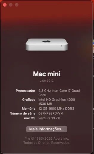 Mac Mini 2012 com 12gb de RAM e 1tb de armazenamento - Foto 4