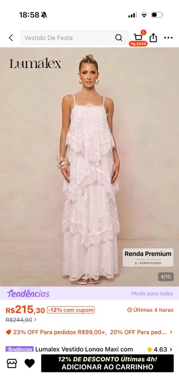 Vestido sheim na embalagem 