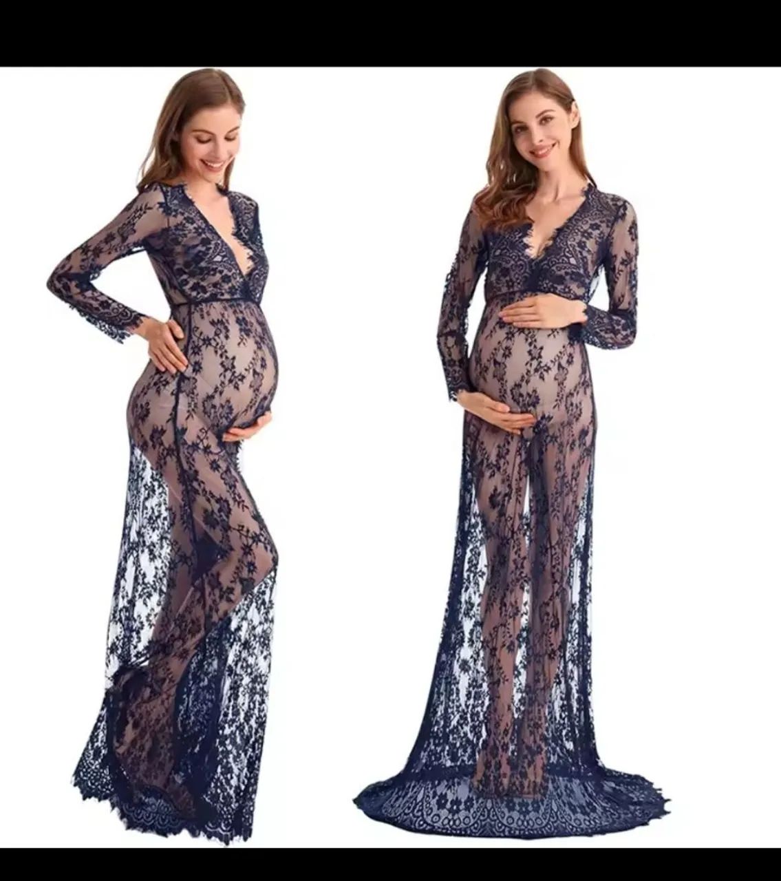Vestido Renda Gestantes Saída de Praia Sobreposição  - Foto 4