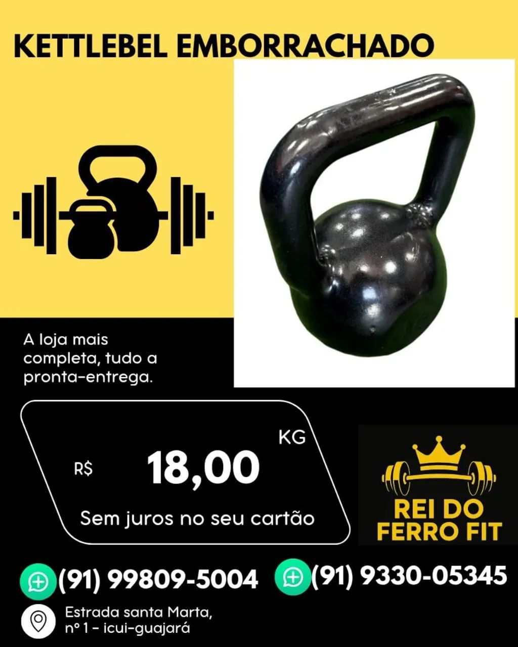 Kettlebell emborrachado e pintados