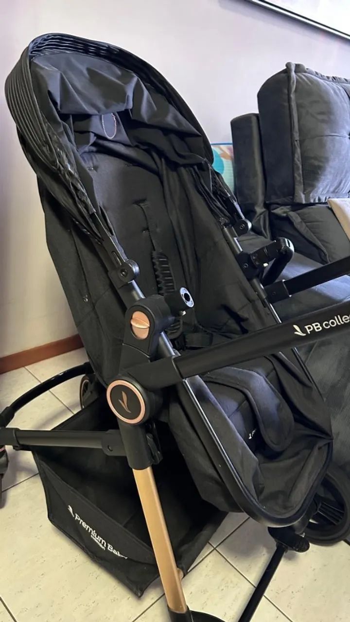 Carrinho Kansas Trio Bebê Conforto e Base Premium Baby Preto - Foto 3