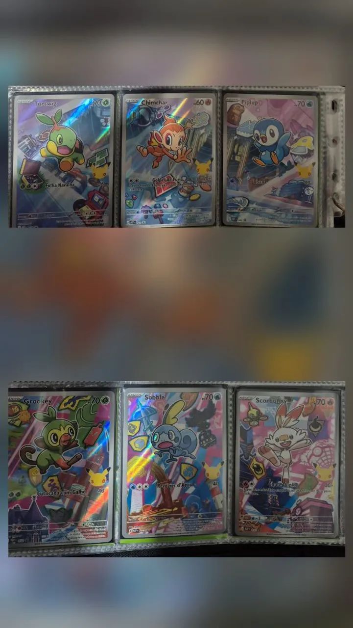 6 cartas porkemon iniciais TCG