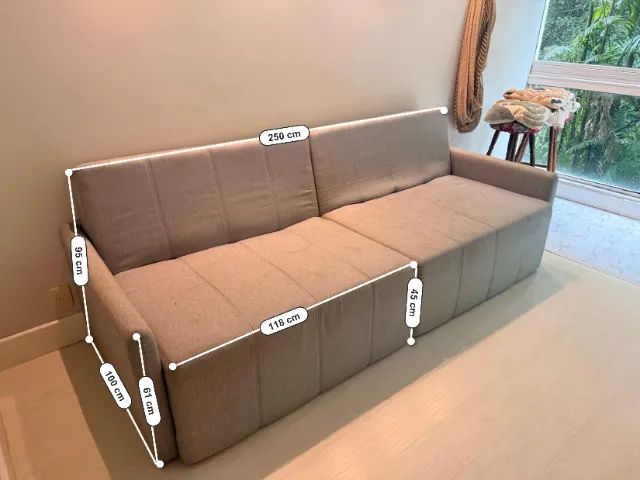 Sofá-cama Retrátil e Reclinável Baraúna 2,50m em Linho Cinza | Excelente estado - Foto 2