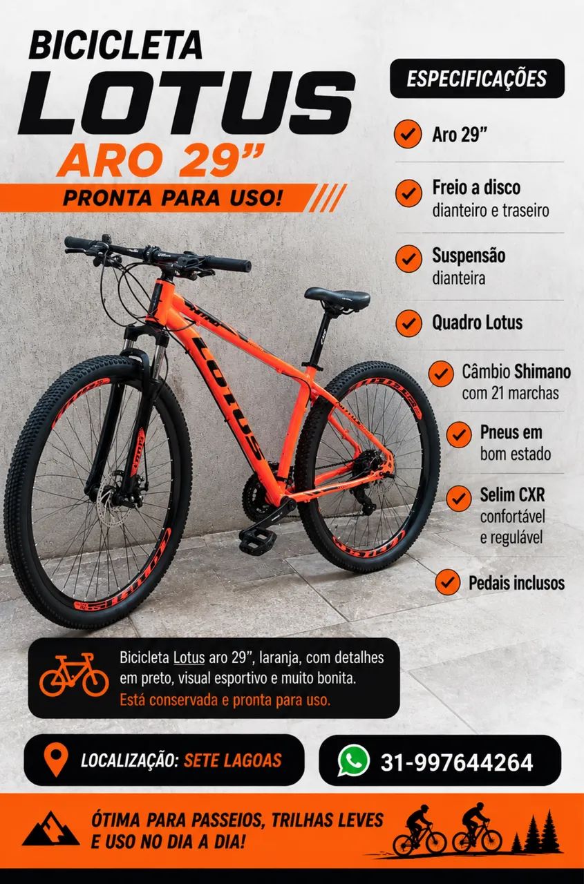 Bicicleta Lotus Aro 29 - Shimano - Nova - Foto 4