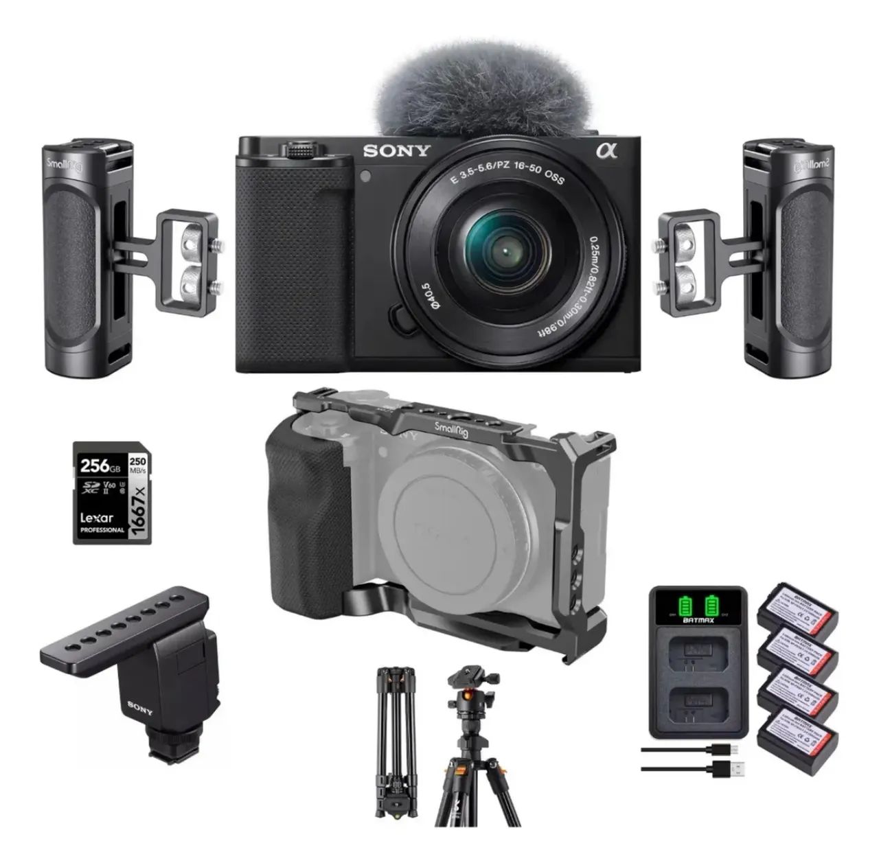 Kit Cinematográfico Sony Zv-e10 Com Mic Ecm-b1m + Acessórios