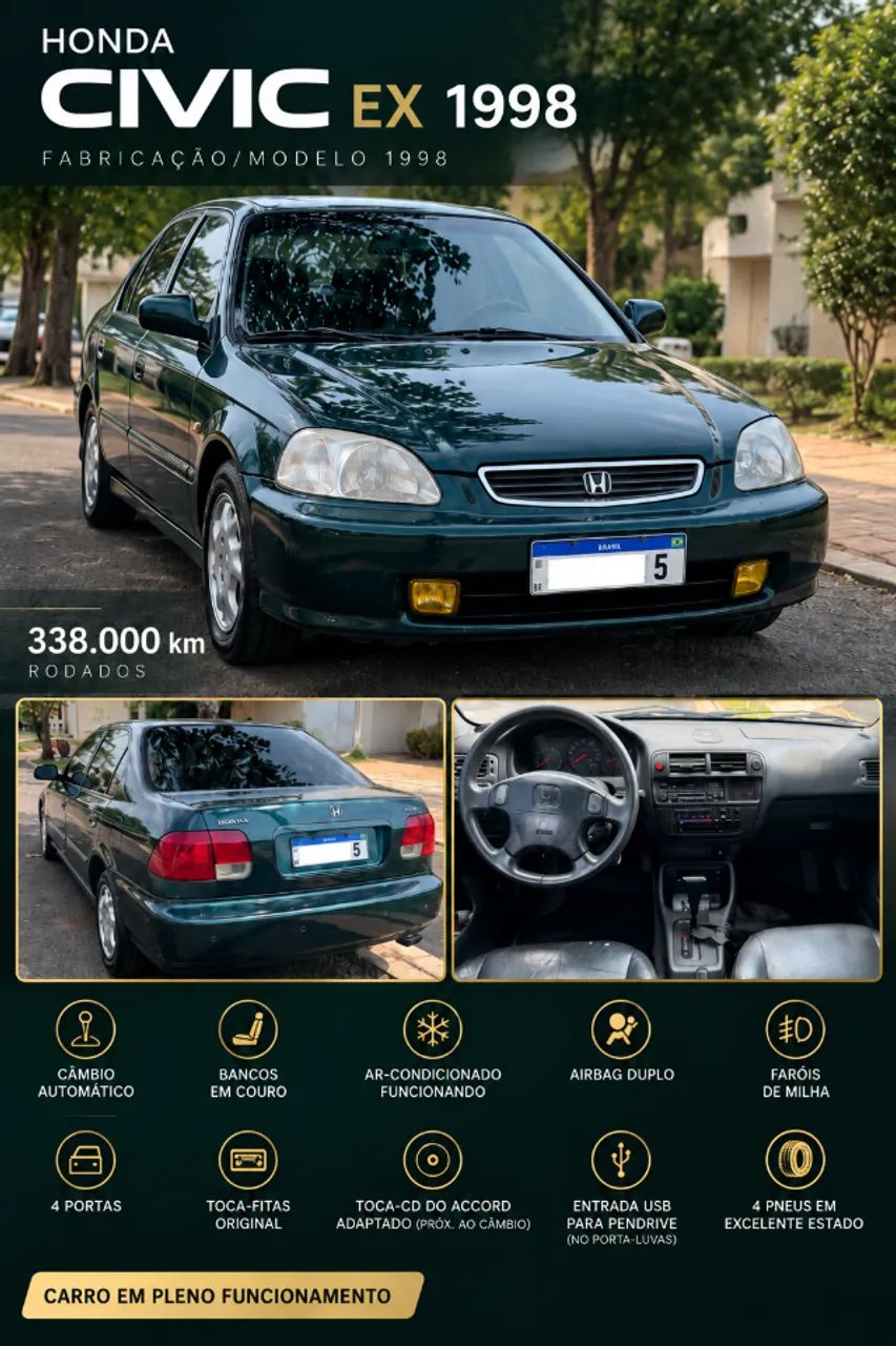 Honda Civic Sedan EX 1.6 16V Aut. 4P (nacion.) 1998