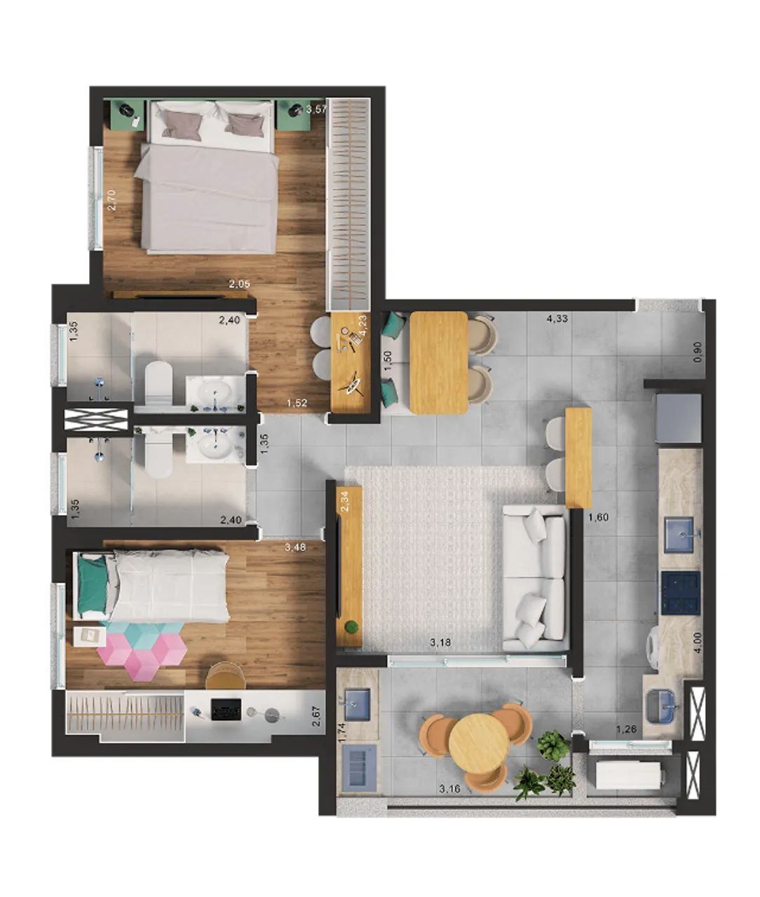 Repasse Square Saint Lambert 69m², 2 quartos e 2 vagas lado a lado - Foto 2