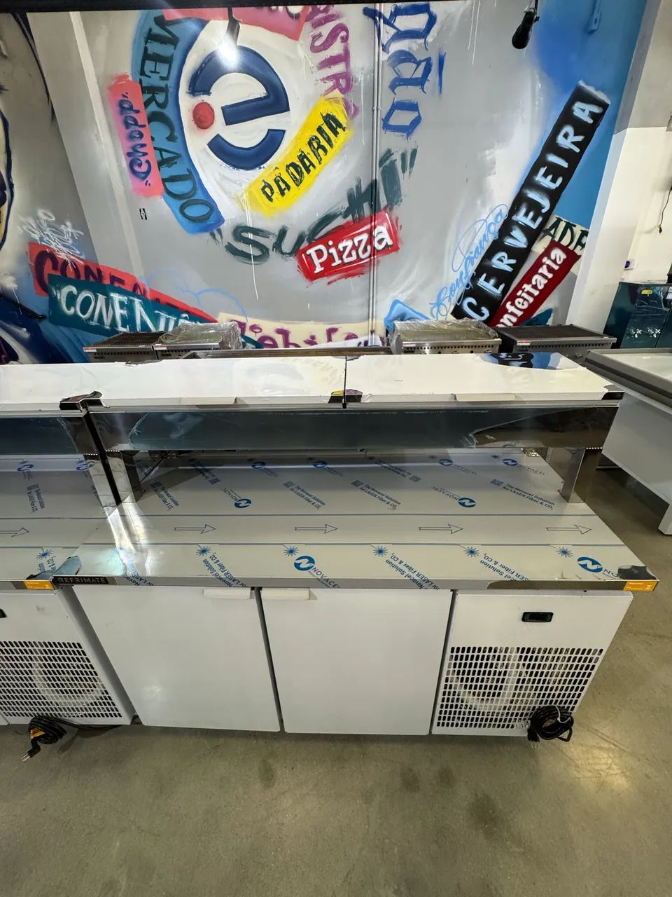 Balcão de serviço refrigerado condimentadora 1,50m nova 