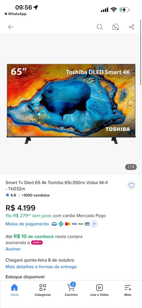Tv Toshiba 65 polegadas BARATO PRA SAIR RÁPIDO 