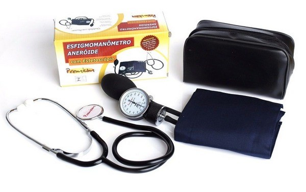 Kit Esfigmomanômetro Azul + Estetoscópio Premium Simples para estudante - Foto 2