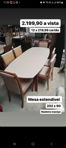 Conjunto Mesa Extensível Oval 4 Cadeiras Madeira Maciça Encosto