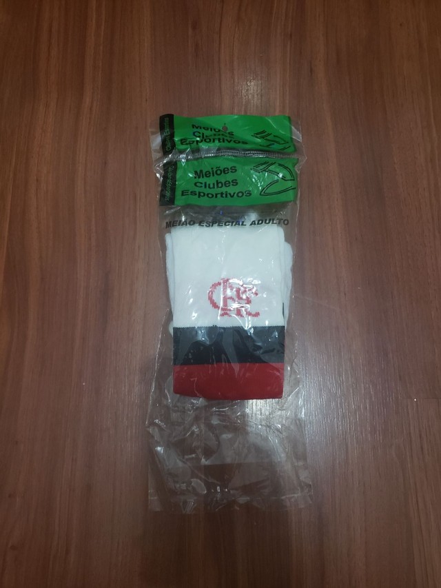 Meião Flamengo branco 100% algodão - entrego  - Foto 2