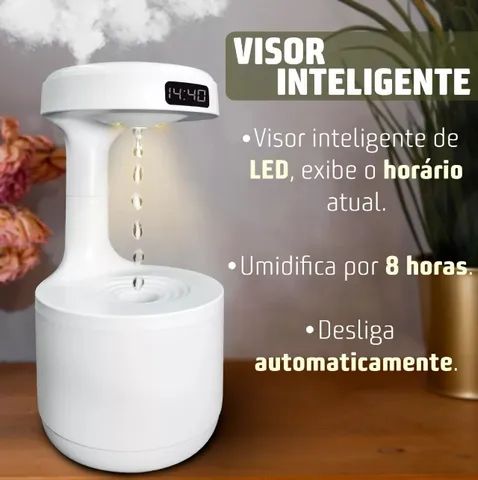 Umidificador De Ar Anti-gravidade Led Suspensão De Gotas Com Relogio Verde Claro - Foto 2
