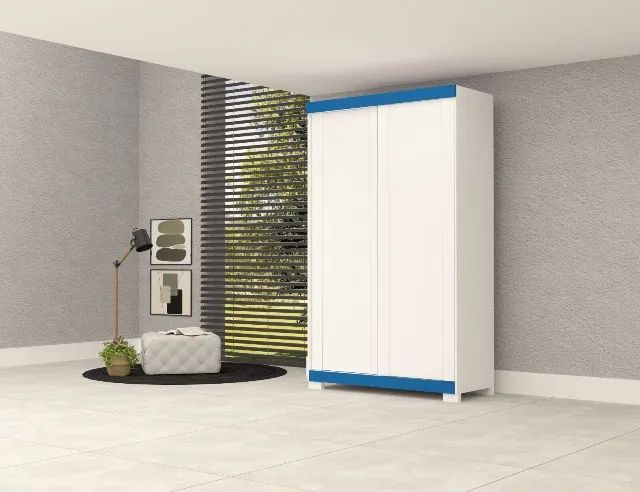 Guarda Roupa Solteiro Branco Azul 