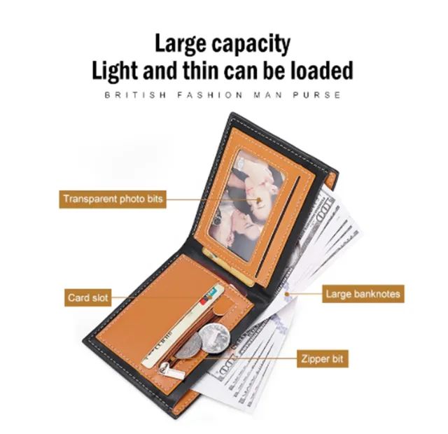 Produto Novo Carteira cartãozíper integrado clipe de dinheiro Unisex Original Frete Grátis - Foto 5