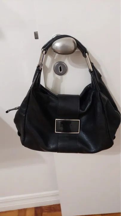 Bolsa preta de couro de mão da Corello