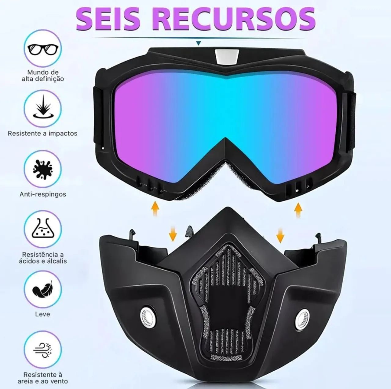 MÁSCARA COM ÓCULOS ESPELHADO  - Foto 2
