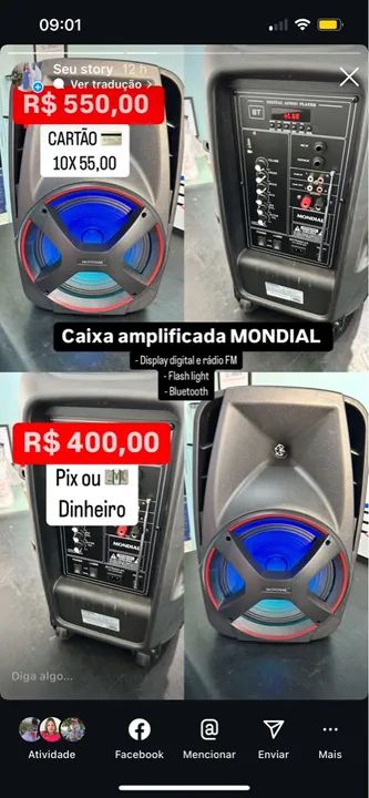 Caixa de Som Amplificada Mondial