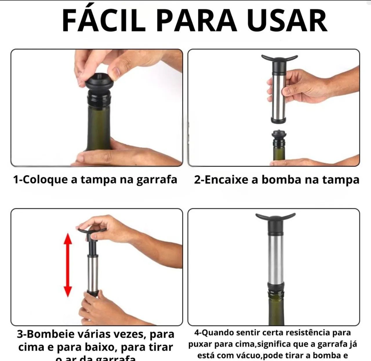 Rolha Bomba vacuo bomba para vinho com rolha tampa em silicone - Foto 2