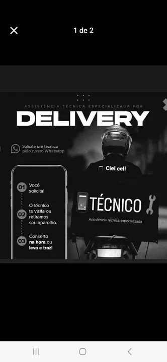 Técnico de celulares, telas, baterias acessórios