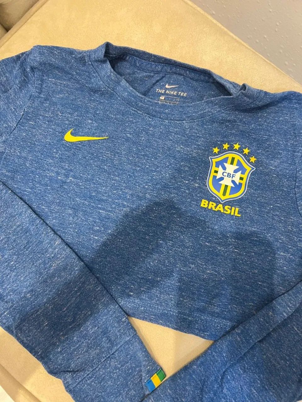Cropped manga comprida Seleção Brasileira TAM P Roupas