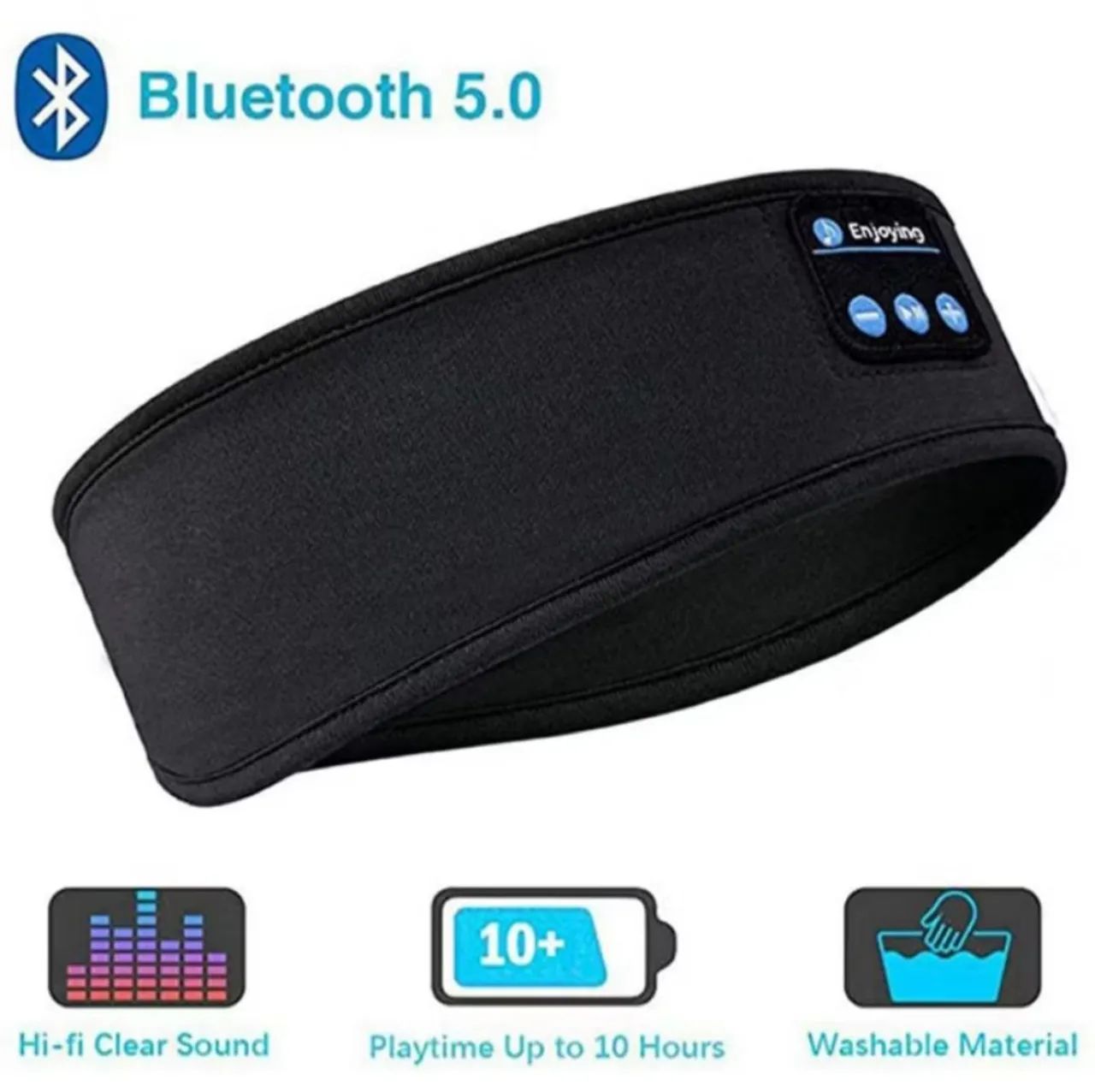 Fone de ouvido Bluetooth com bandana cor preta para sono e várias atividades. - Foto 2