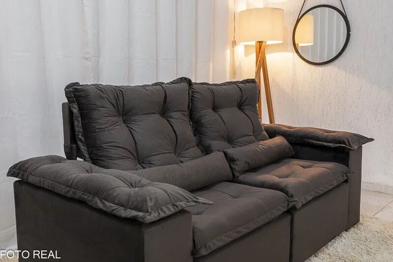 Sofá Retrátil Reclinável 2 Lugares 200cm Veludo Marrom - Foto 3