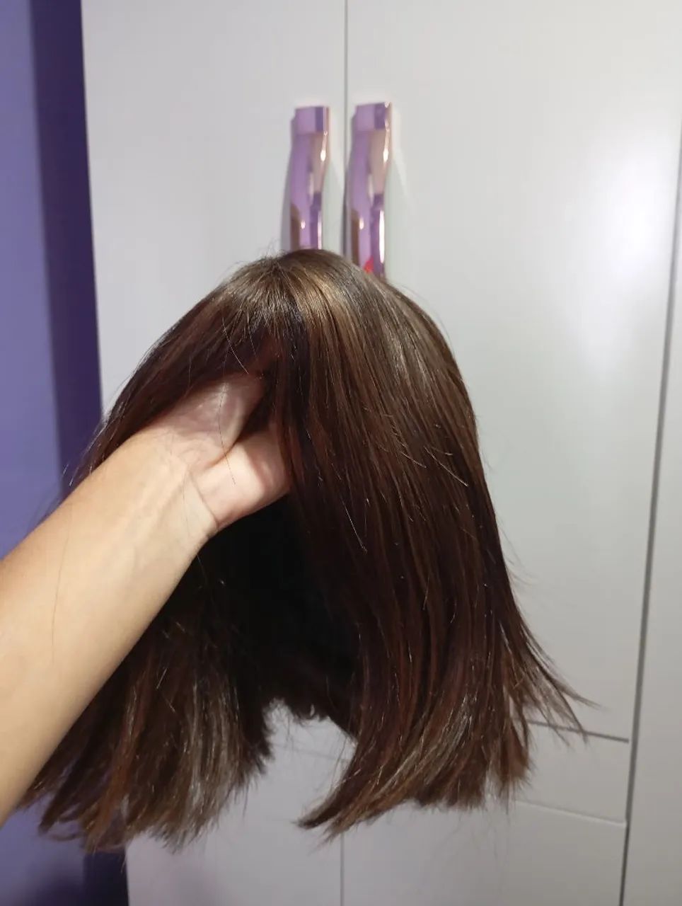 Peruca castanho escuro - cabelo humano - Foto 3