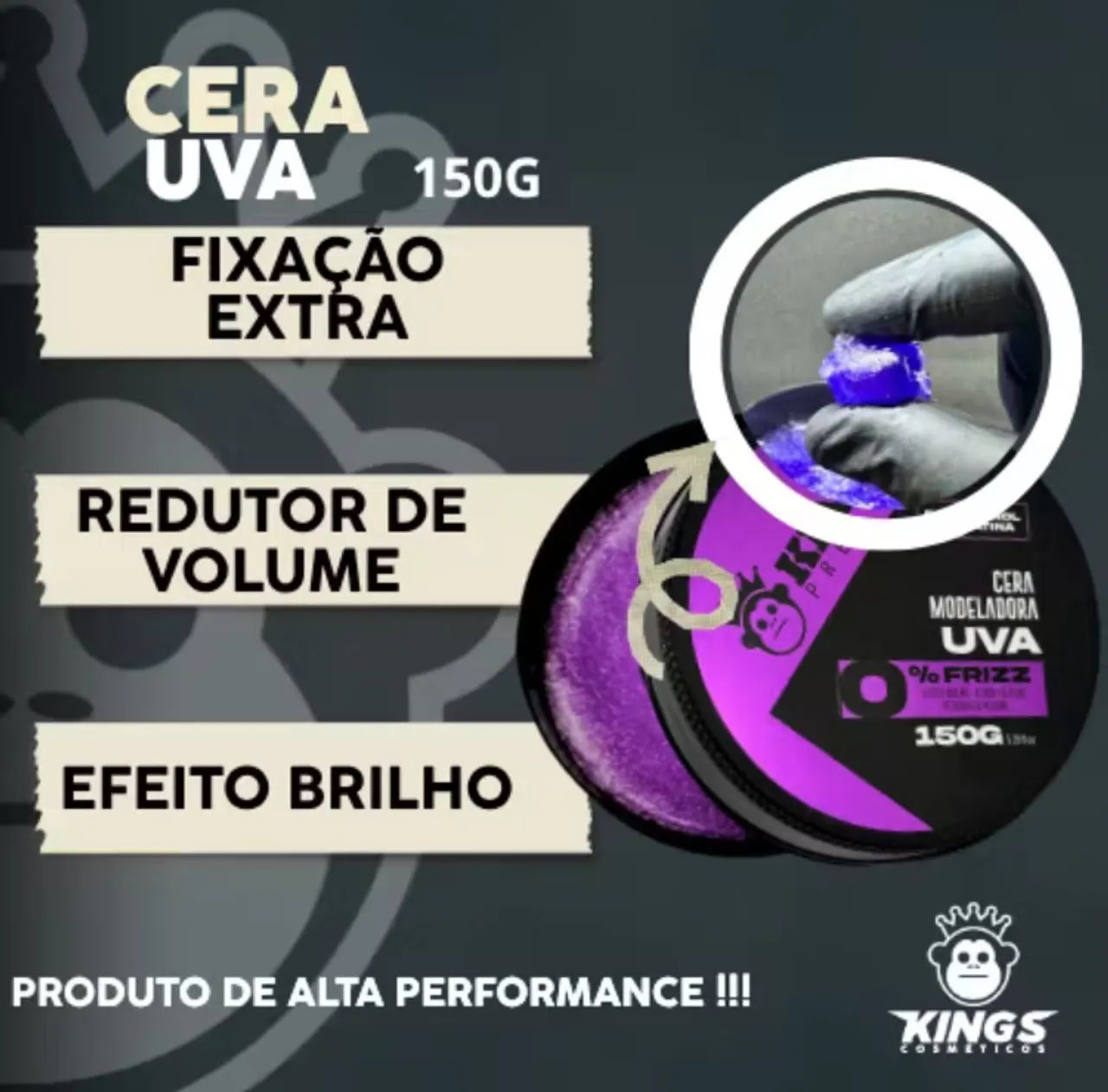Pomada Cera Modeladora Kings Premium 150g - Foto 4