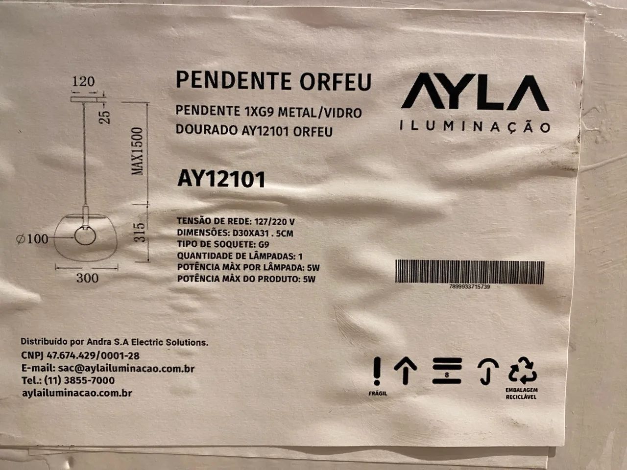 Lustre Moderno de Cristal Ayla Iluminação - Foto 3