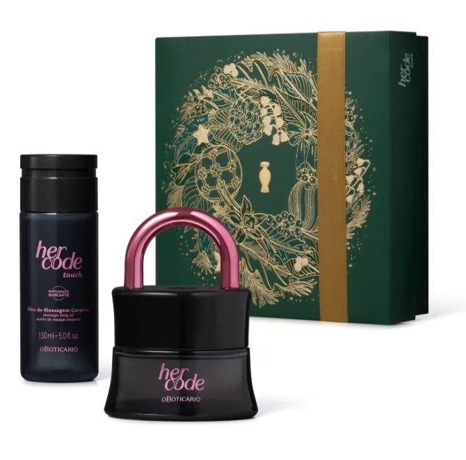 Kit perfume Her Code e óleo corporal o Boticário 