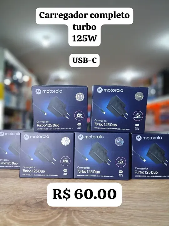 Carregador 125w Super Rápido Turbo e Seguro Tipo-c Motorola certificado pela Aneel