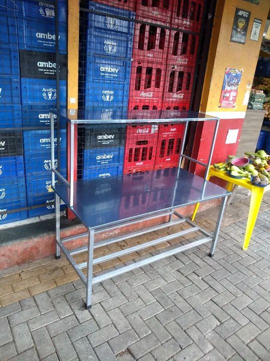Mesa de inox com prateleira sob medida  - Foto 2