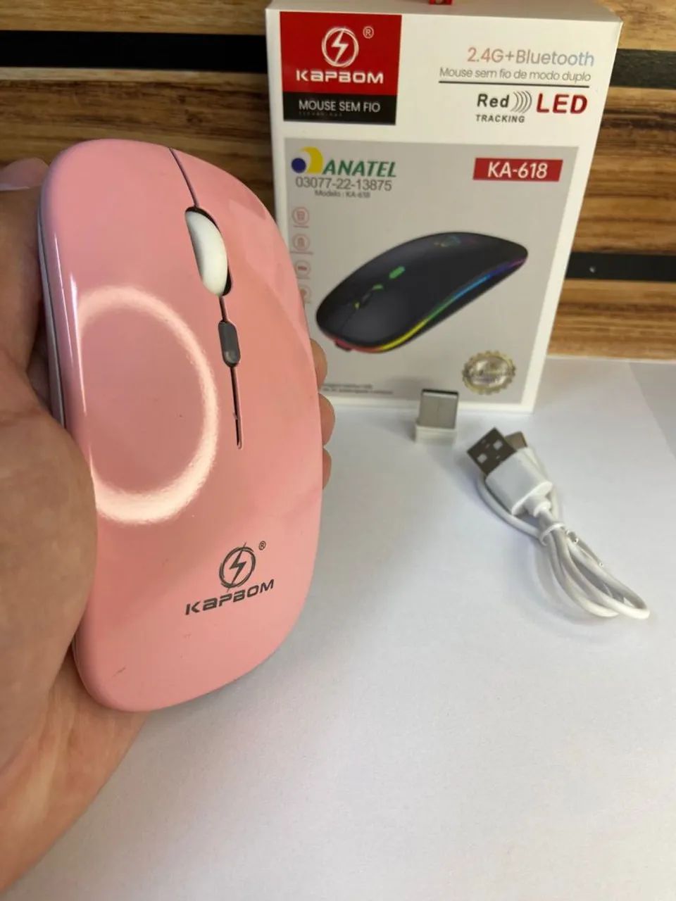 Mouse Sem Fio K-416 -  LED Rosa - Foto 2