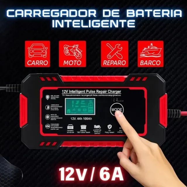 CARREGADOR INTELIGENTE PARA CARROS E MOTOS