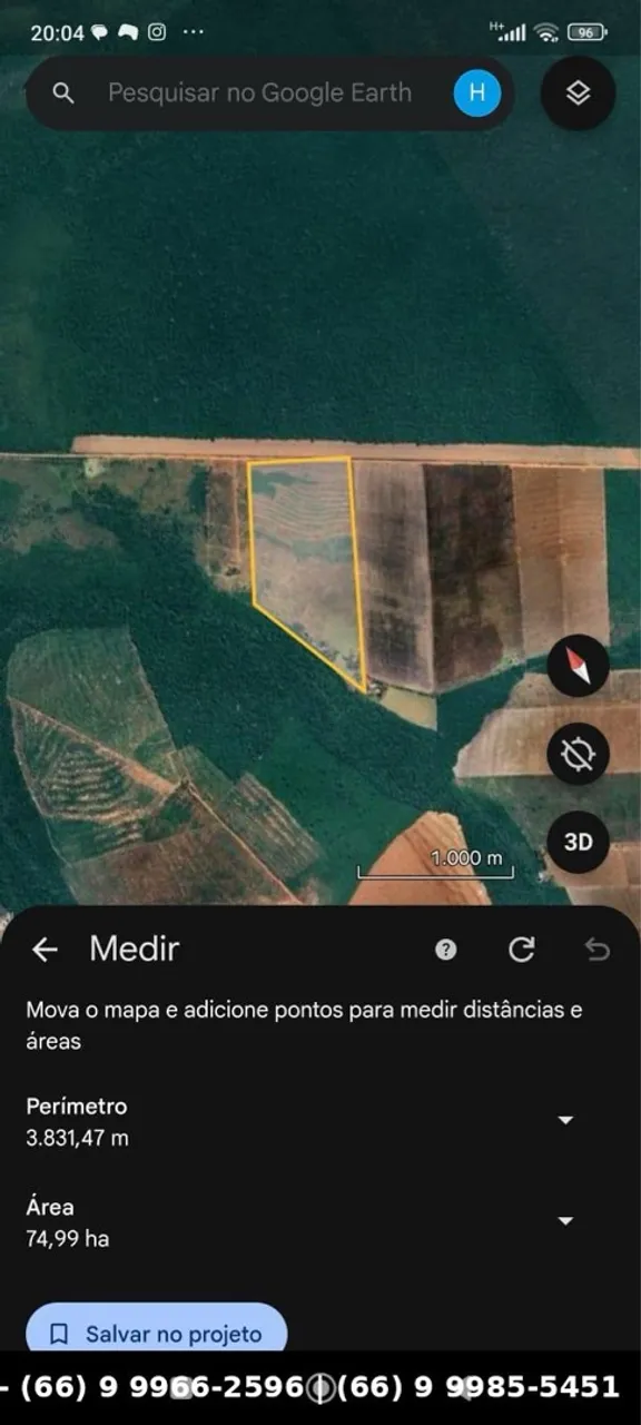 VENDO SÍTIO - 74,99 HECTARES - ENTRE RIOS (MT)