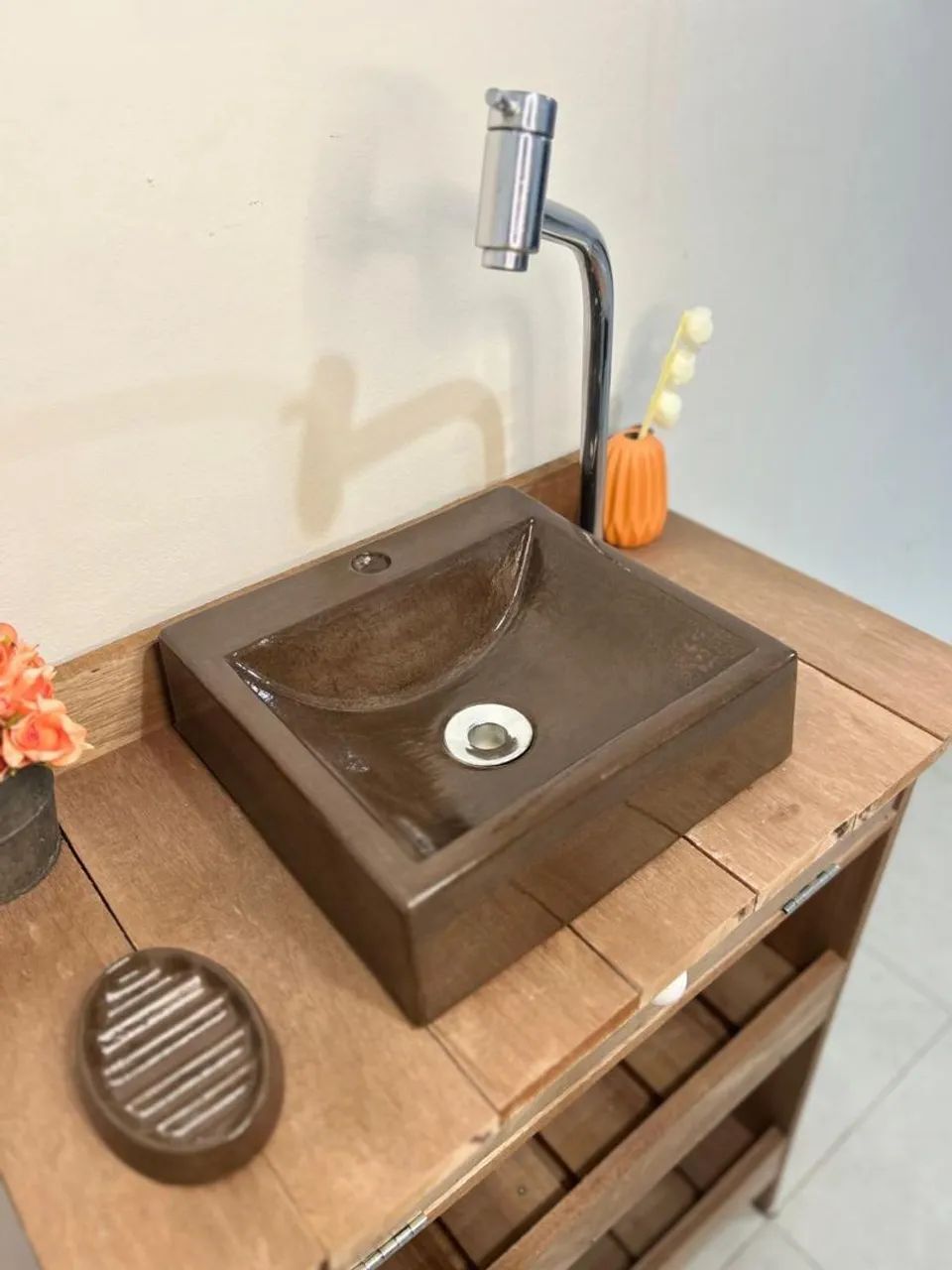 Cuba de banheiro Marrom Elegante - Foto 2