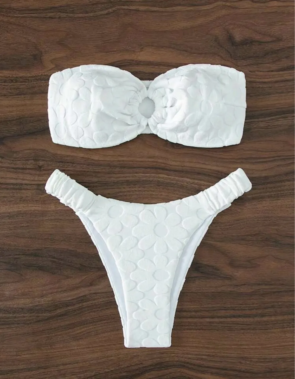 Biquíni Branco Floral shein
