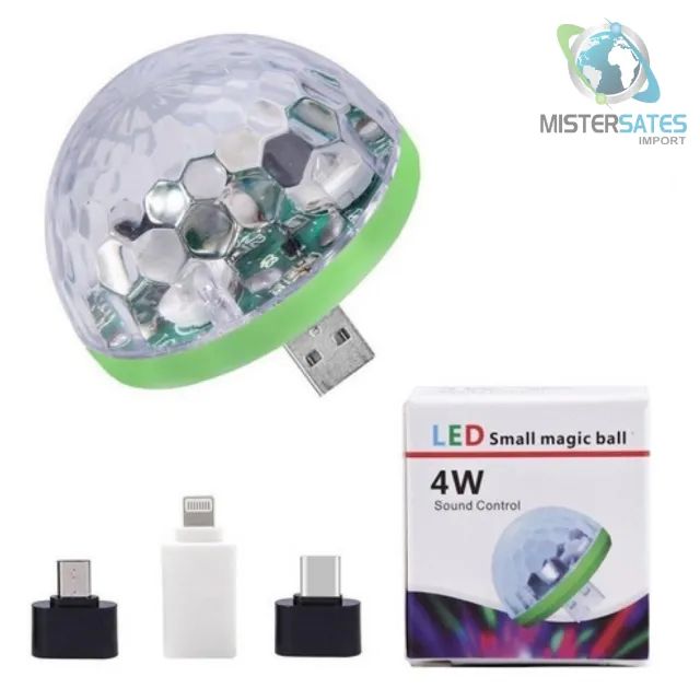 Mini Lâmpada Led Globo Giratória Rgb Magic Ball Para Celular - COD 982